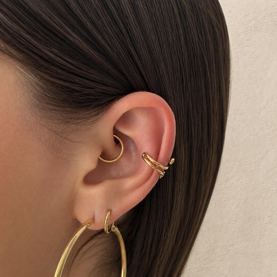 Earcuff met dubbele steen model