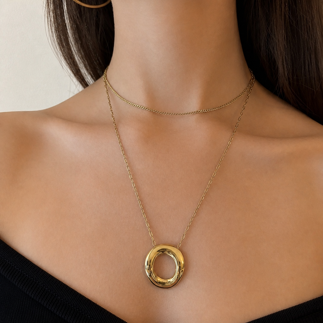 Minimalistische ovalen ketting model