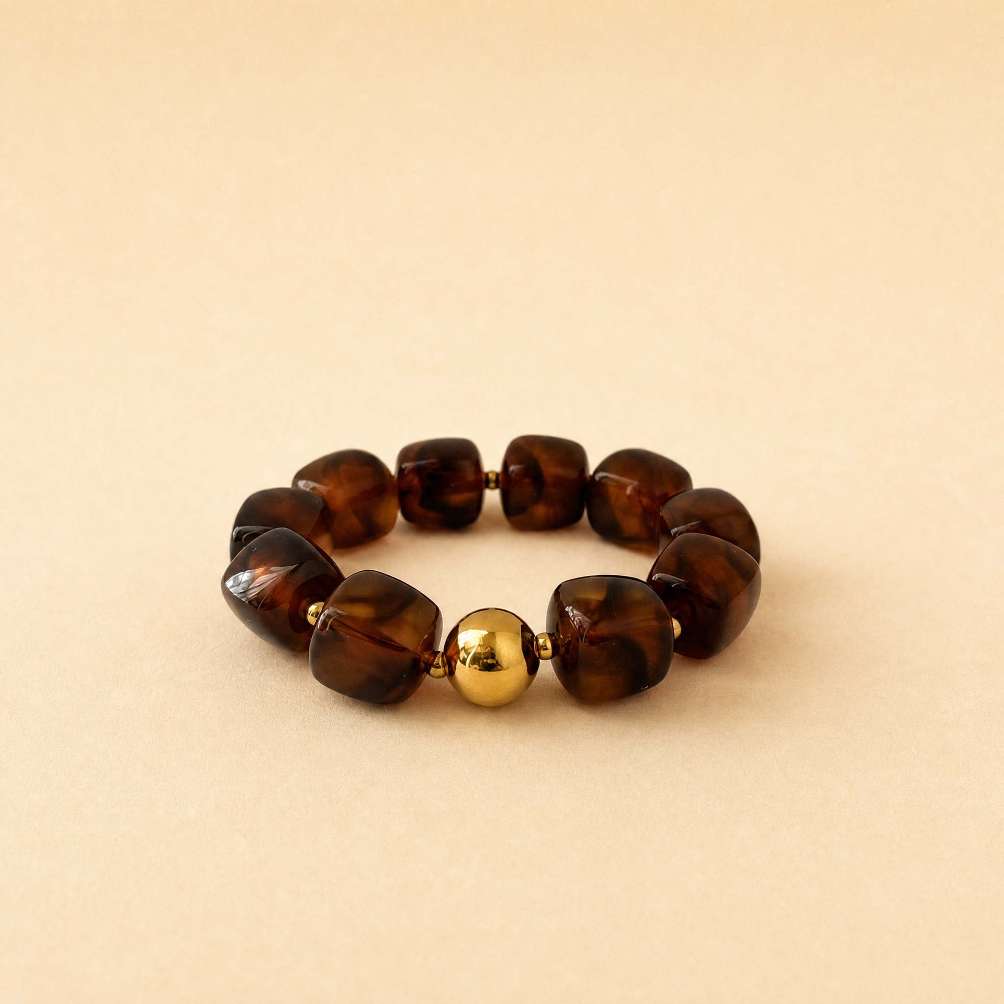 Statement armband met bruine schakels